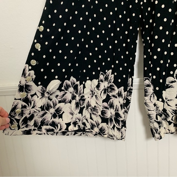 Ett Twa Anthropologie Chesapeake Wide Leg Pants Womens 6 Polka Dot Floral Rayon - Picture 4 of 15